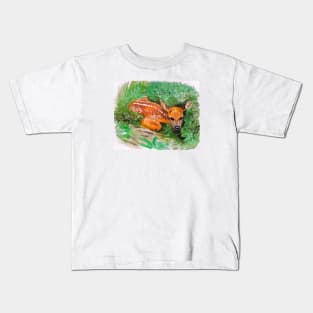 Fawn in grass square crop Kids T-Shirt